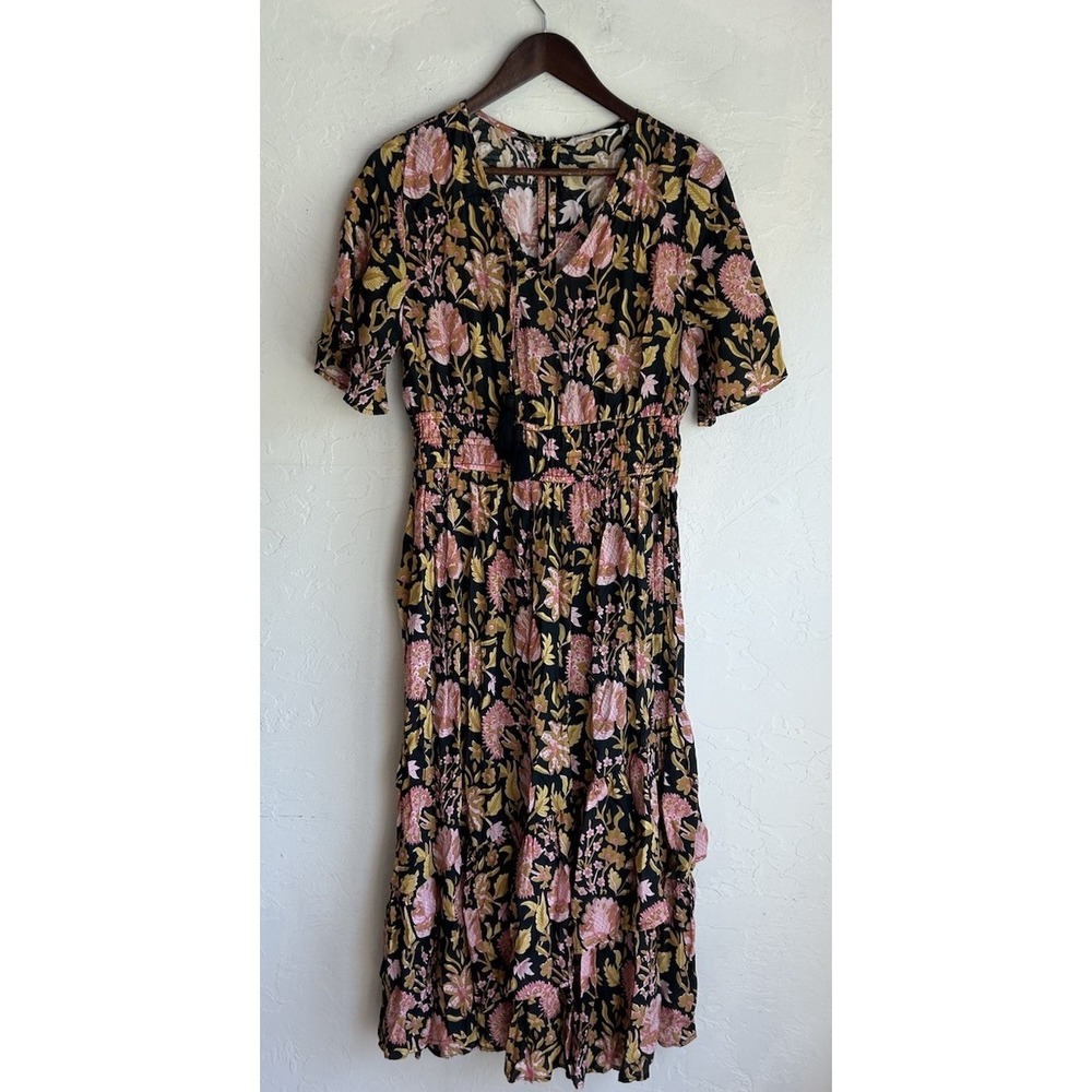Soft Surroundings Marissa Maxi Dress 10 P Floral Tiered Ruffle Bohemian Romantic